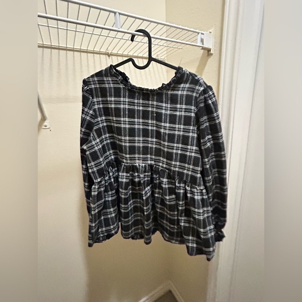SHEIN Black and White Plaid Top